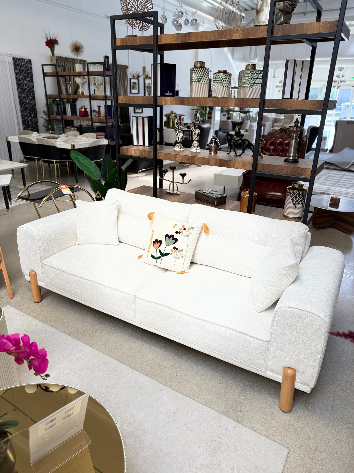 Baha 3+3+1 Soffgrupp - Teddy Tyg med Trä Ben