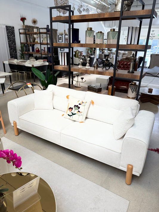 Baha 3+3+1 Soffgrupp - Teddy Tyg med Trä Ben