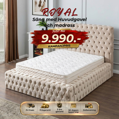 ⭐ ROYAL Bedpaket – with headboard and mattress ⏳ Begränsat antal – passa på!