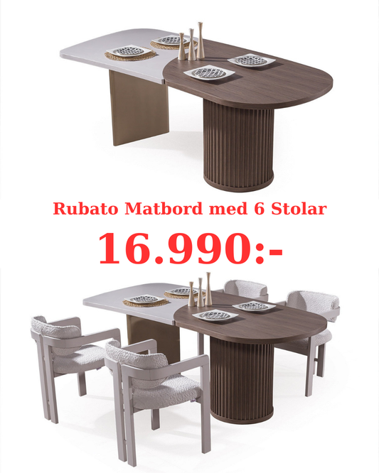 Rubato Matbord med 6 Stolar