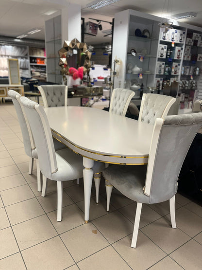 Defne Matgrupp - Matbord med 6 St Defne Stolar