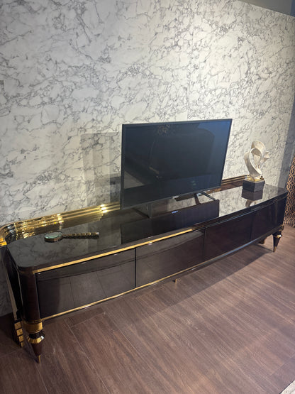 Evgör Luxury Tv Bänk - Mörkbrun med Guld