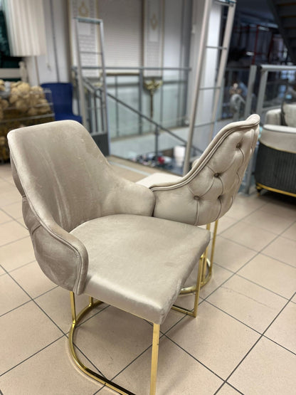 Gold Stolar 4 St - Beige med Guld Ben