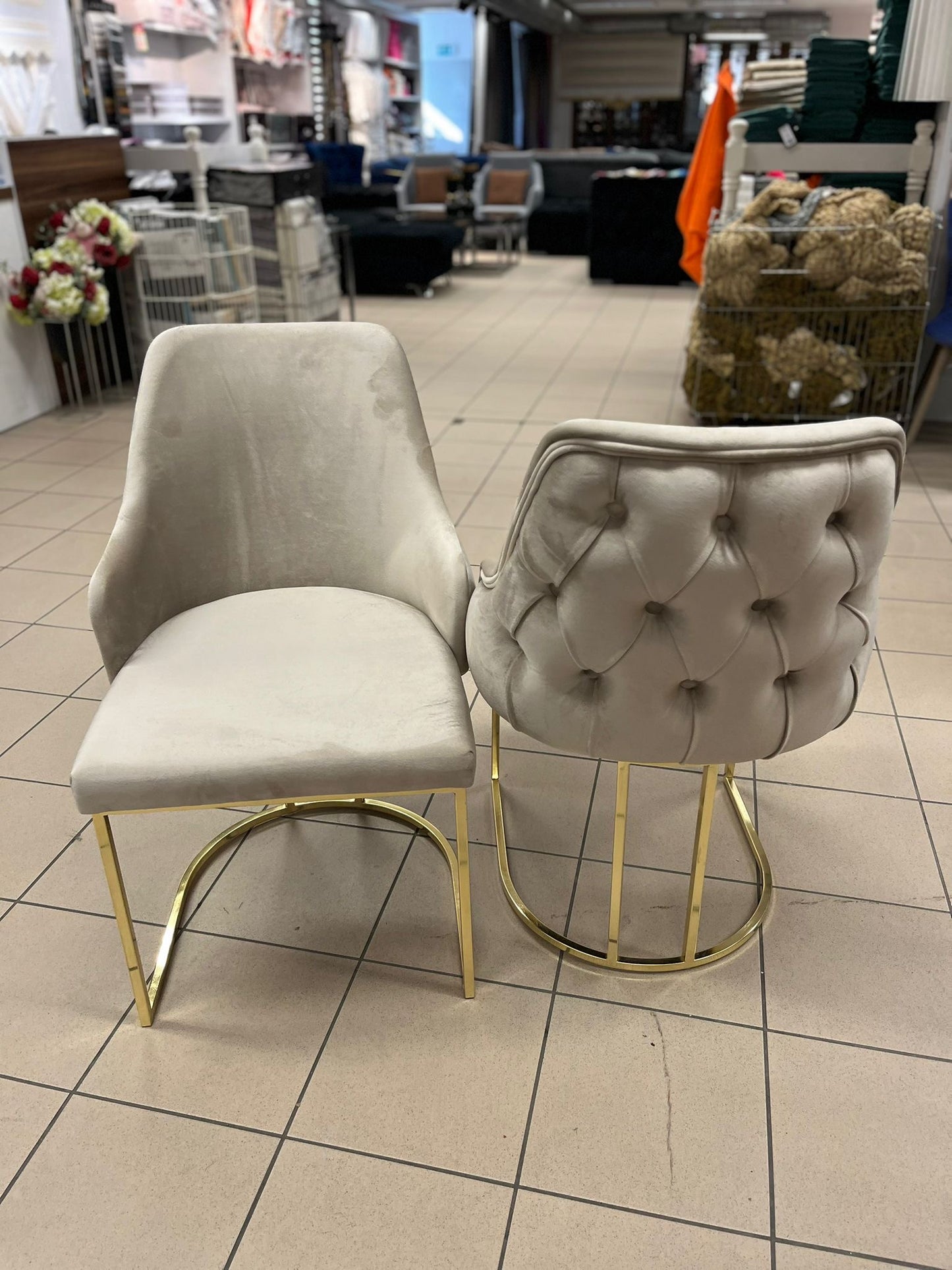 Gold Stolar 4 St - Beige med Guld Ben