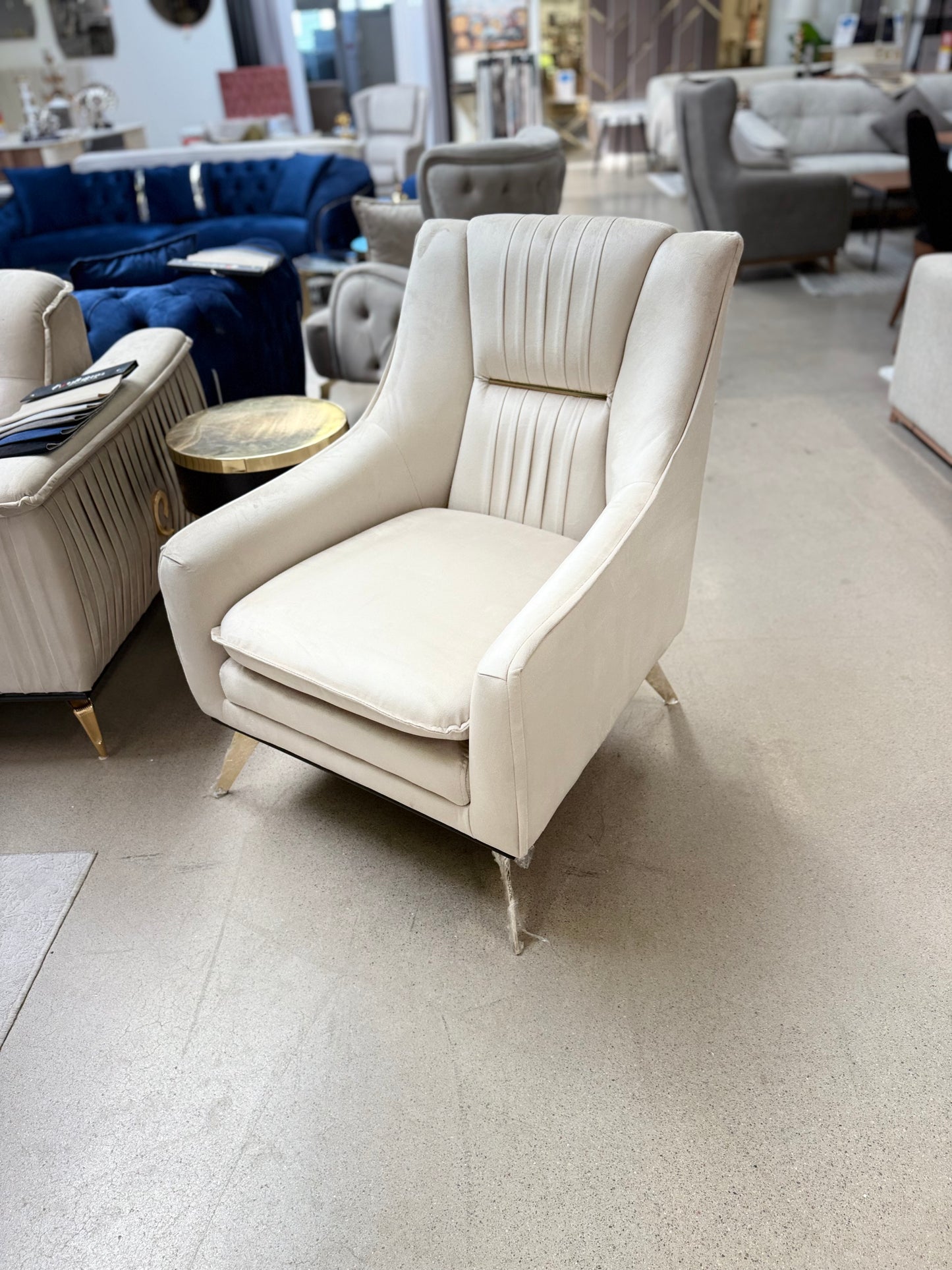 Verona 3+3+1 Soffgrupp - Beige med Guld Ben