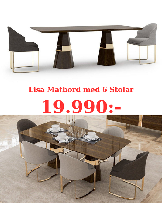 Lisa Matgrupp - Matbord med 6 Stolar