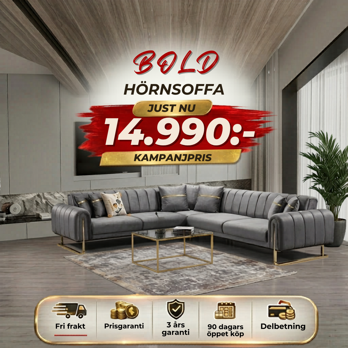 💥Bold Corner Sofa  ⏳Exklusivt erbjudande -Leverans idag| Endast 4 kvar