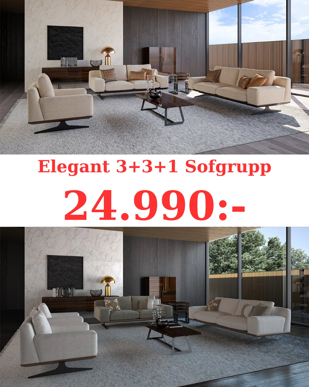 Elegant 3+3+1 Soffgrupp