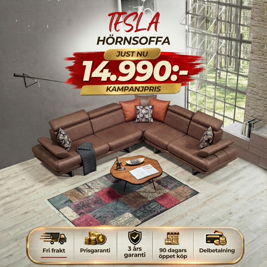 💥Tesla Hörnsoffa ⏳Begränsat antal-Redo för leverans | Endast 4 kvar