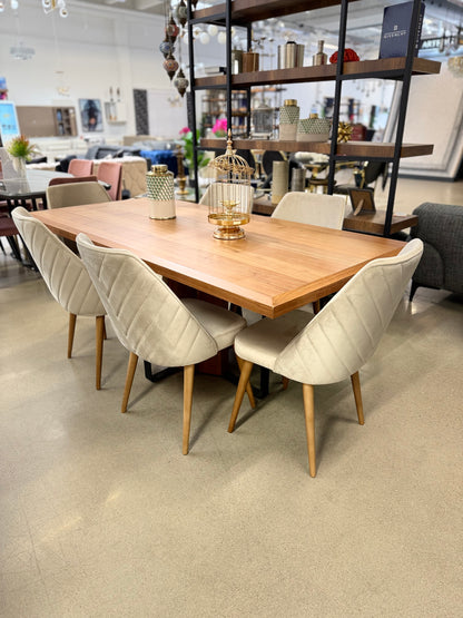 Ewos Napoli Matgrupp - Matbord med 6 St Beige Stolar