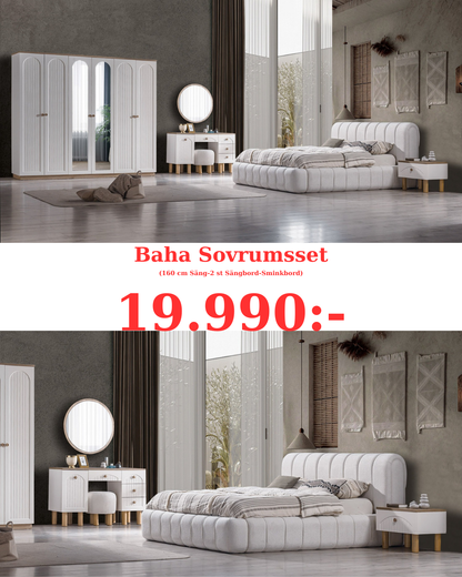 Baha Sovrumsset(Säng-2 st Sängbord-Sminkbord-Spegel)