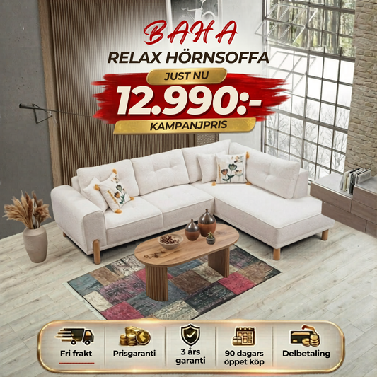 💥Baha Relax Hörnsoffa ⏳Leverans idag | Endast 4 kvar