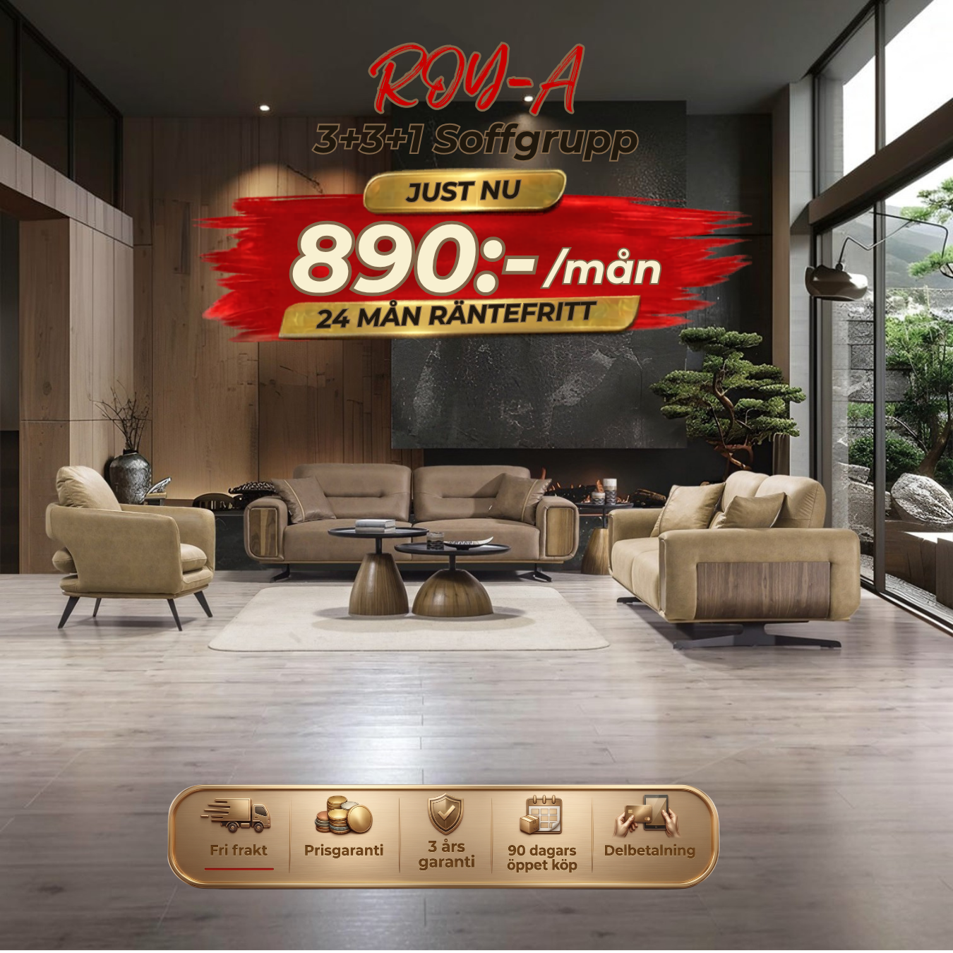 Roy-A 3+3+1 Sofa Set