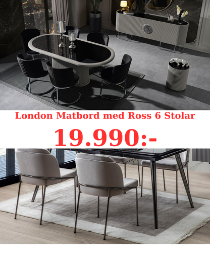 London Matbord med Ross 6 Stolar