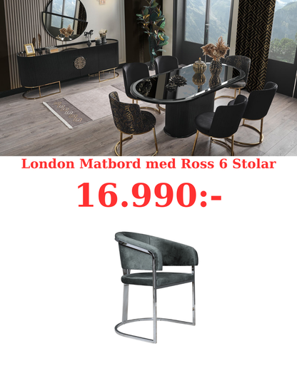 London Matbord med Ross 6 Stolar