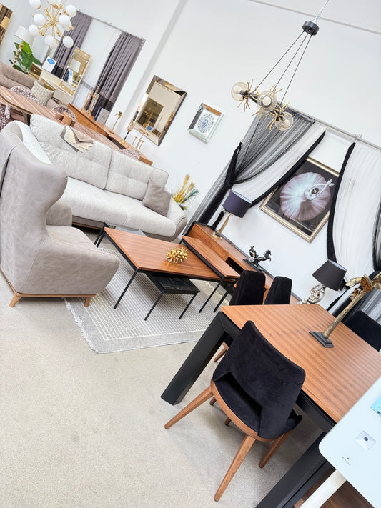 Rita Vardagsrumsset - Matbord med 4 st Stolar, Soffbord, Tv Bänk