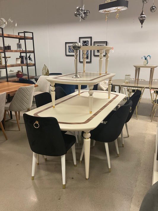 Inci Vardagsrumsset (Matbord+Soffbord+Sidobord) - Matbord med 6 St Kursan Stolar