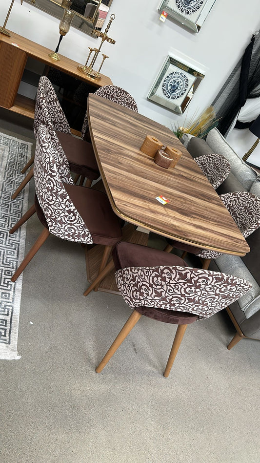 Sanat Trä Matgrupp - Matbord med 6 St Stolar