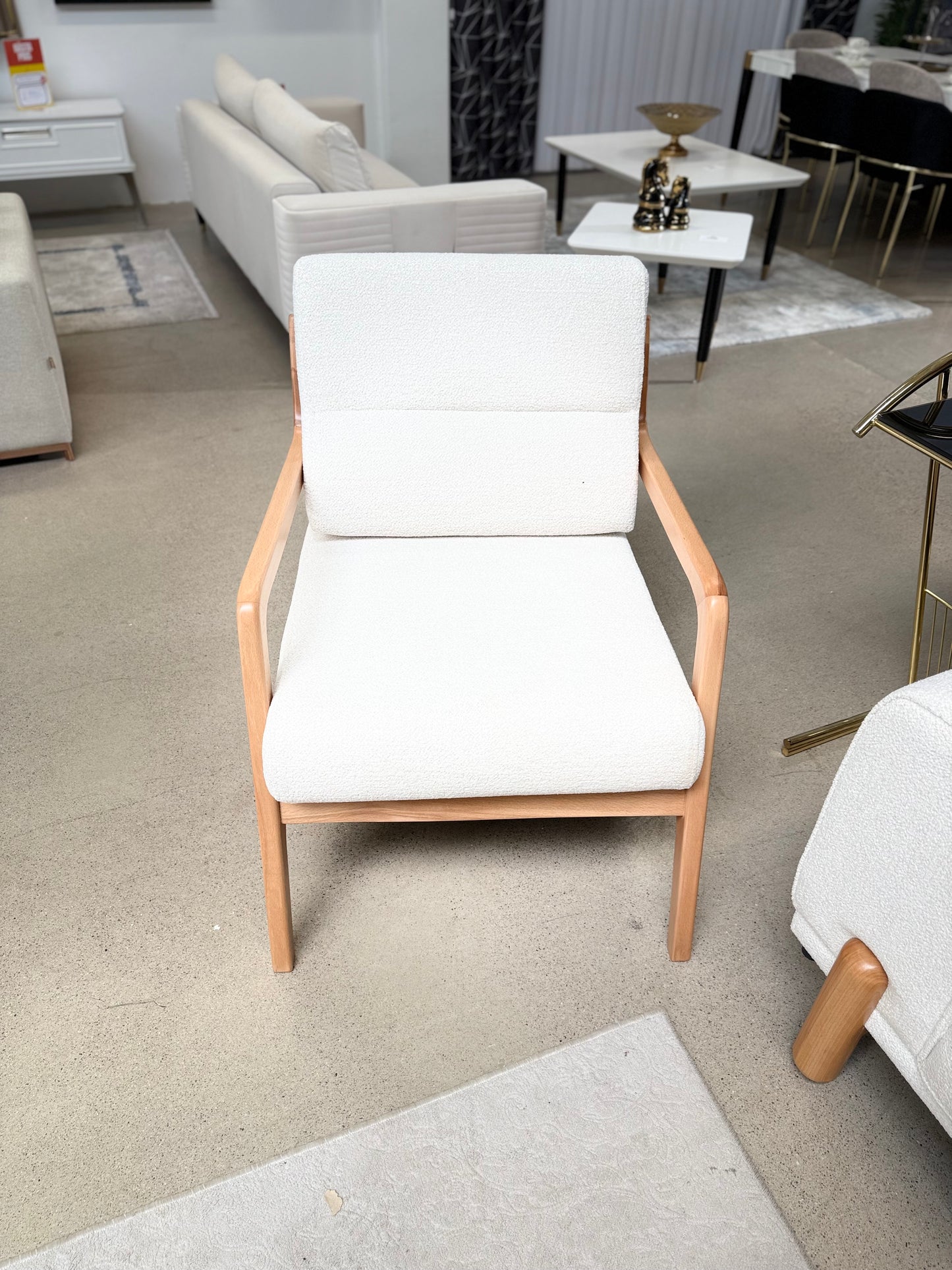 Baha 3+3+1 Soffgrupp - Teddy Tyg med Trä Ben