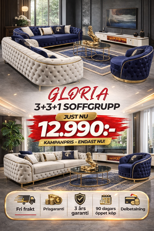 💥Gloria 3+3+1 Soffgrupp  ⏳Specialerbjudande