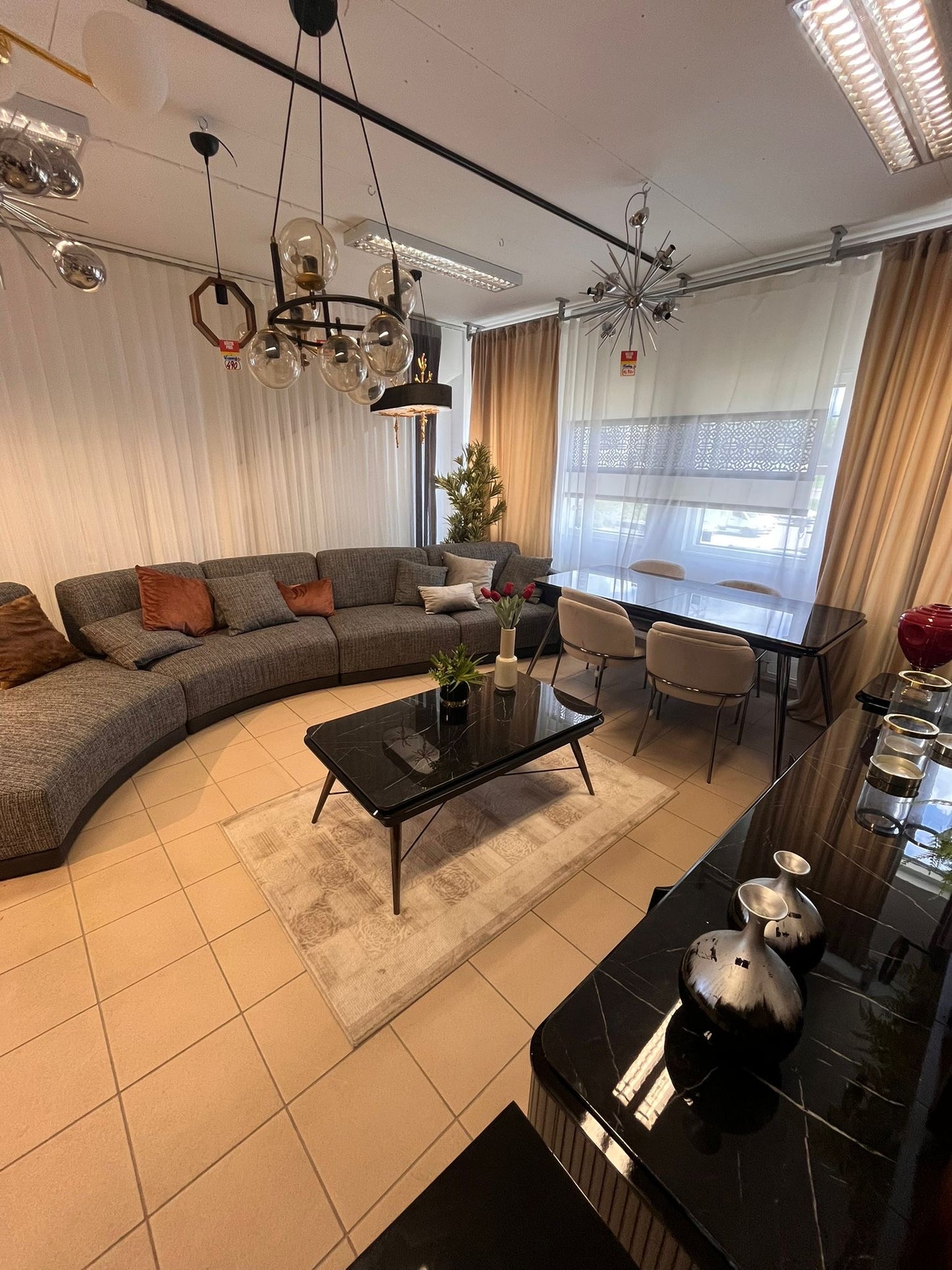 Lemans Modul Soffa - Grå Linnetyg med Svart Ben