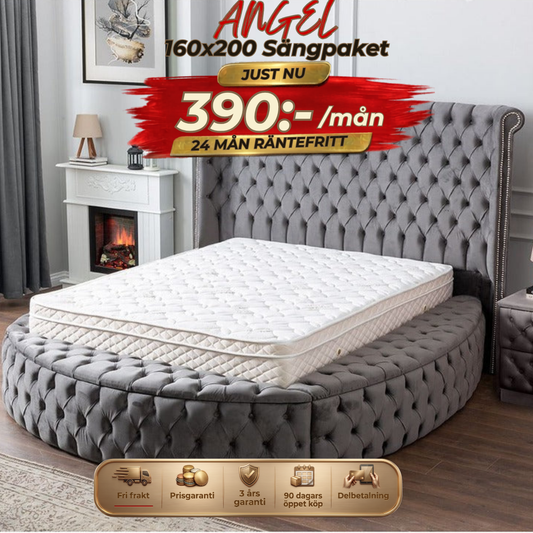 ⭐ ANGEL 160x200 Sängpaket – med förvaring, huvudgavel och madrass ⏳ Begränsat antal – passa på!