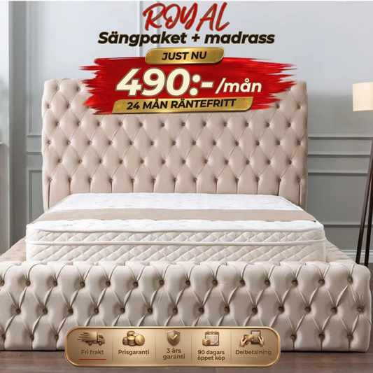 ⭐ ROYAL Bedpaket – with headboard and mattress ⏳ Begränsat antal – passa på!