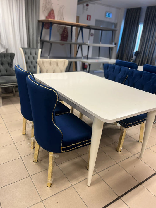 Gloria Matgrupp - Matbord med 4 St Blå Verona Stolar