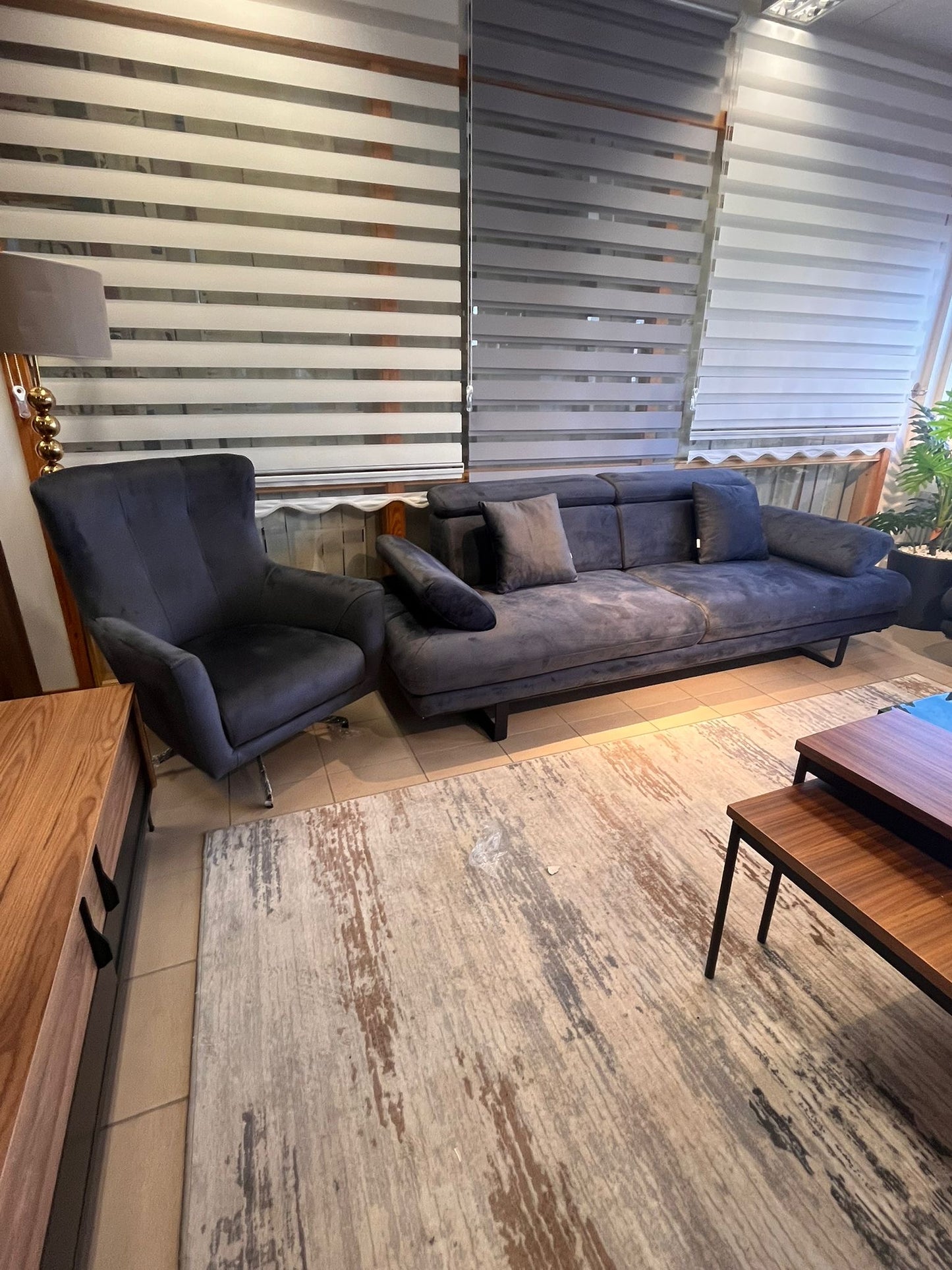 Tesla 3+3+1 Soffgrupp - 3 Sits Antracit Grå - 3+1 Grå Färg