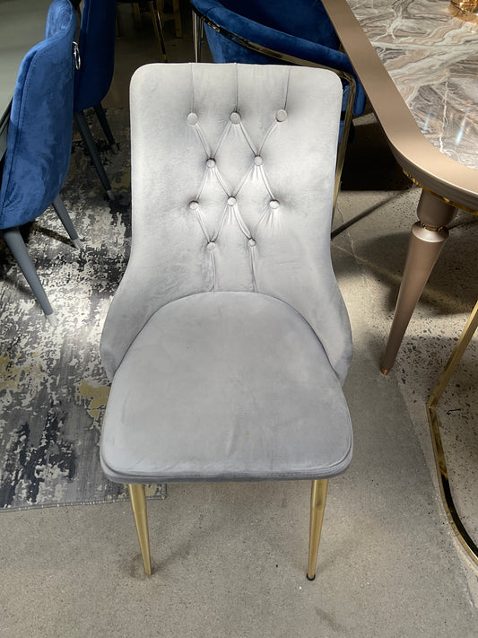 Saraybosna Stolar 2 St - Ljus Grå med Guld Ben