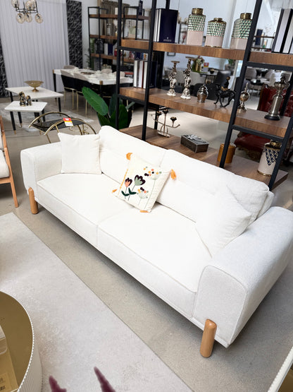 Baha 3+3+1 Soffgrupp - Teddy Tyg med Trä Ben