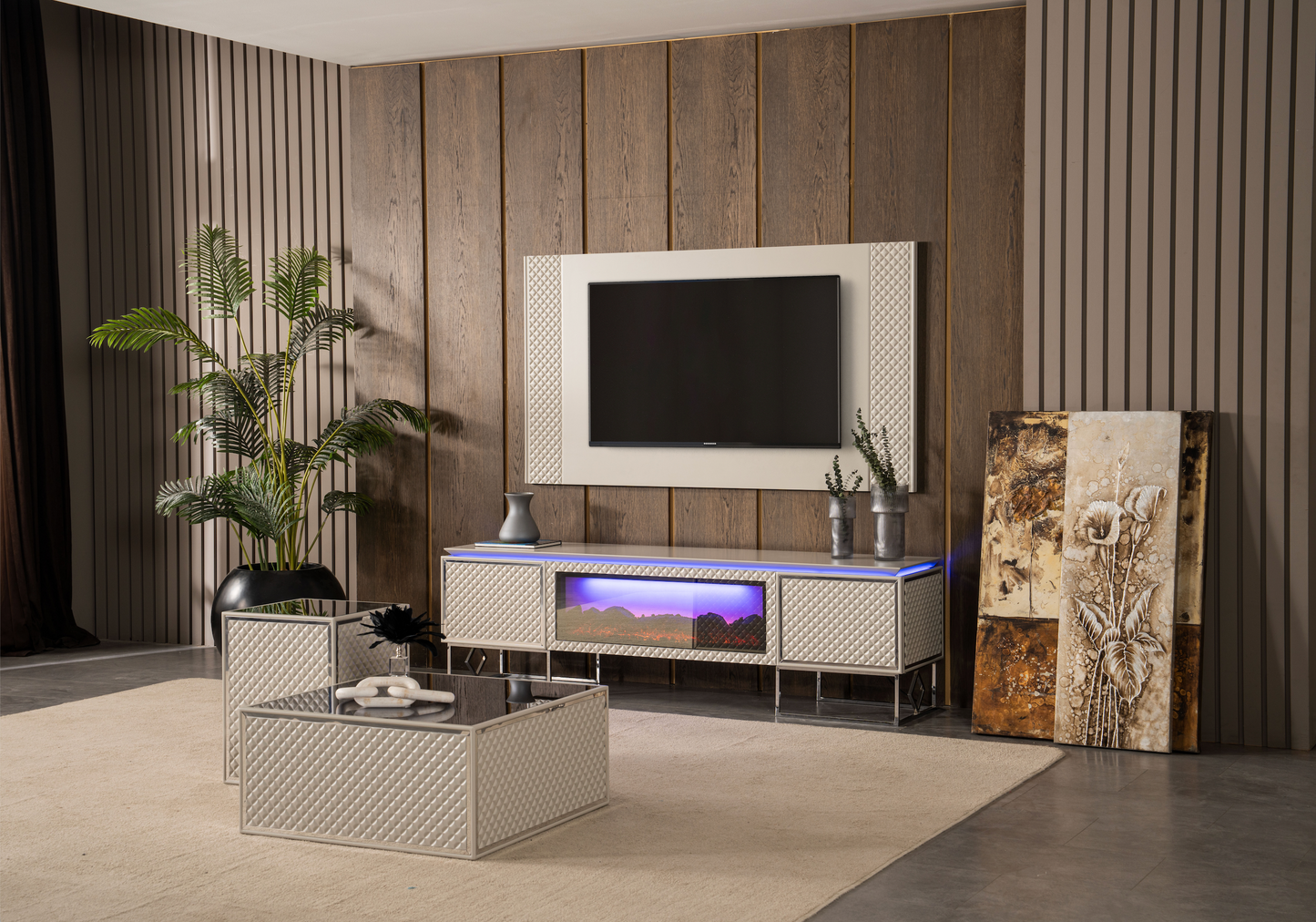 Paris Tv-Bänk Elkamin + Soffbord