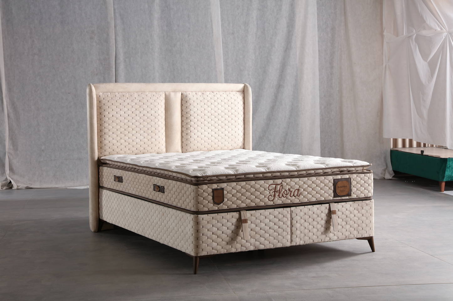 Flora Säng-Huvudgavel-Madrass-Förvaring