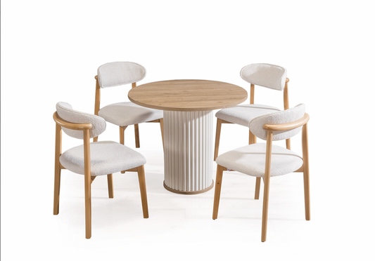 Baha Matbord (rund) med 6 Stolar