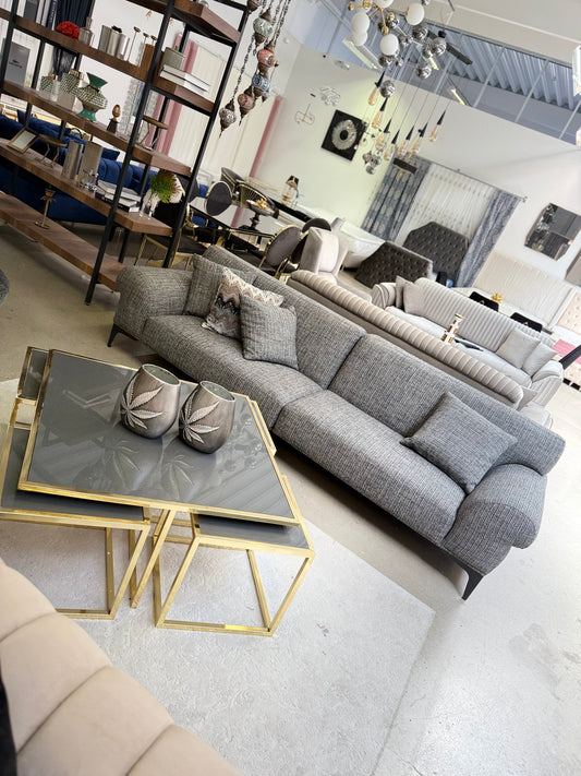 Valencia 4+1 Soffgrupp - Grå med Svart Ben