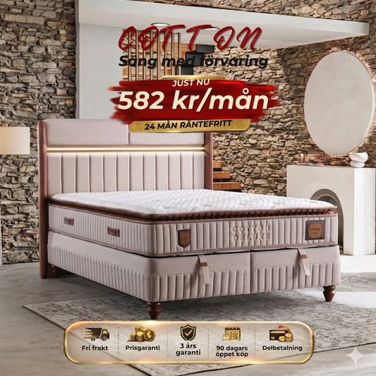 Cotton Deluxe Bed-Headboard-Mattress-Storage