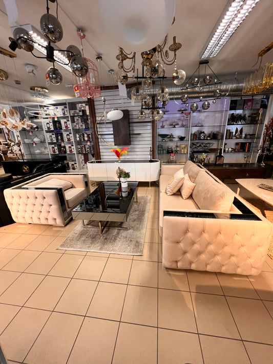 Gabba 3+1 Soffgrupp - Beige med Silver Ben