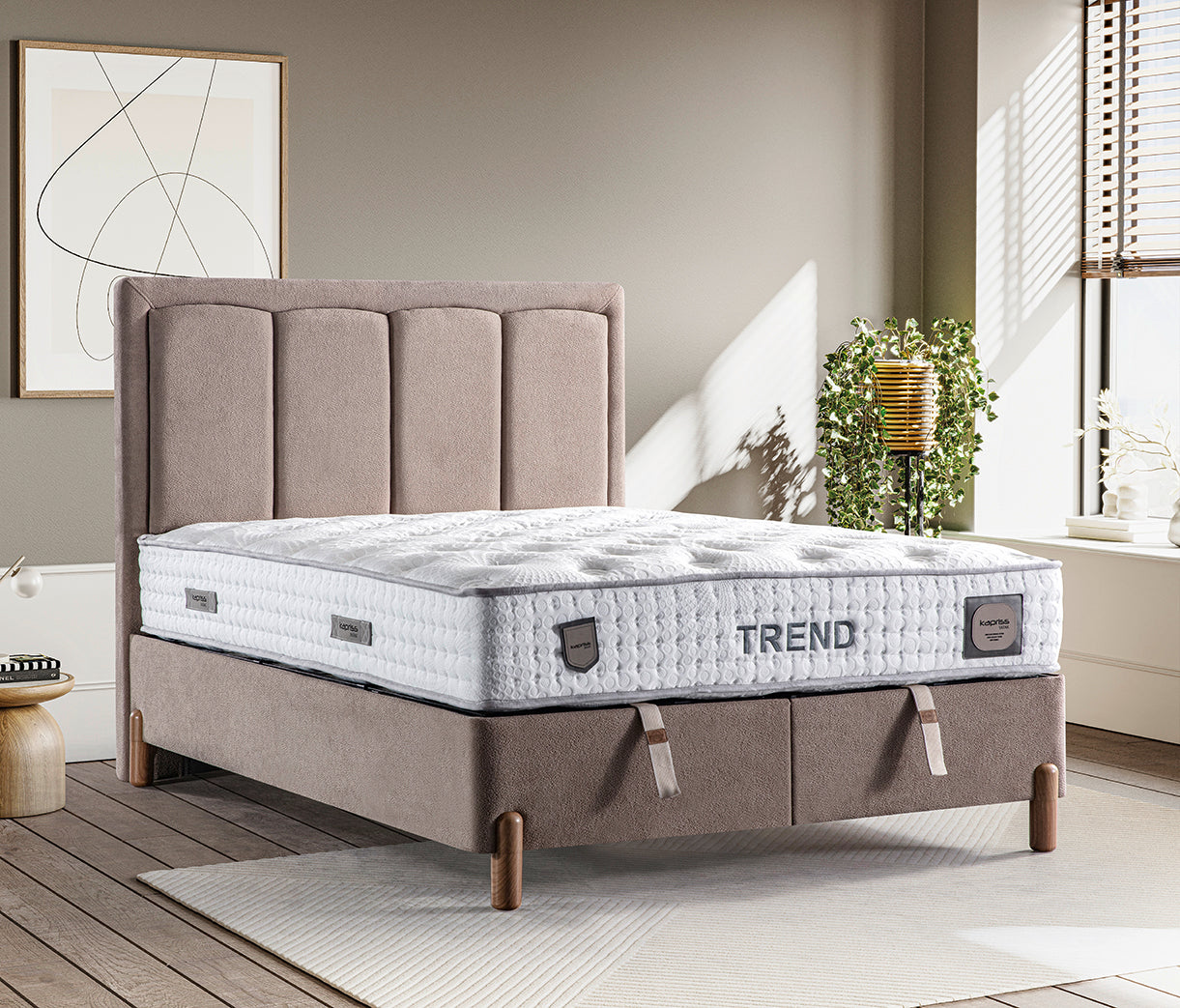 Trend Säng-Huvudgavel-Madrass-Förvaring