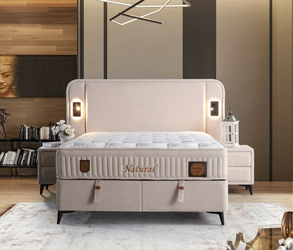 Natural Säng-Huvudgavel-Madrass-Förvaring