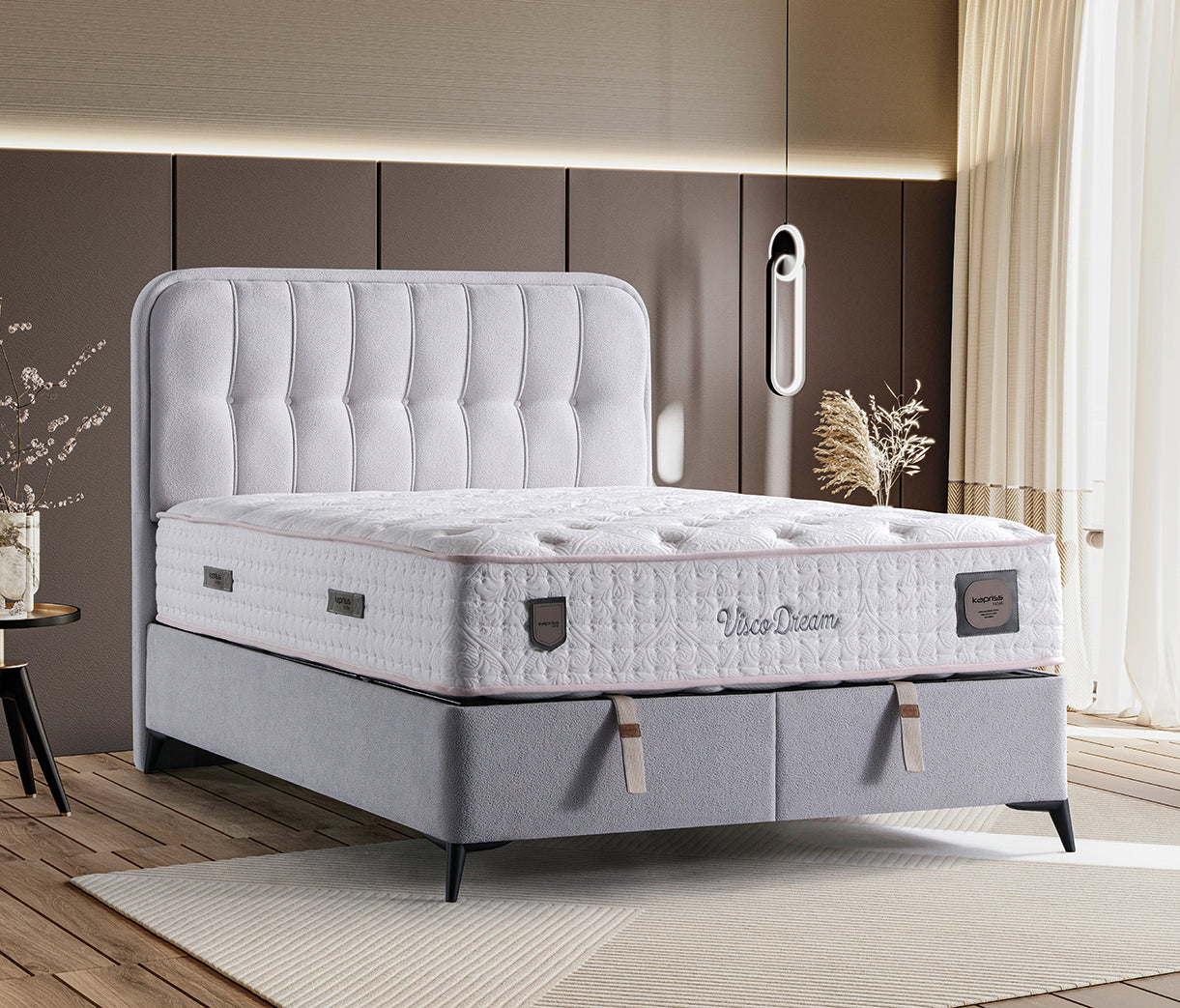 Visco Dream Säng-Huvudgavel-Madrass-Förvaring