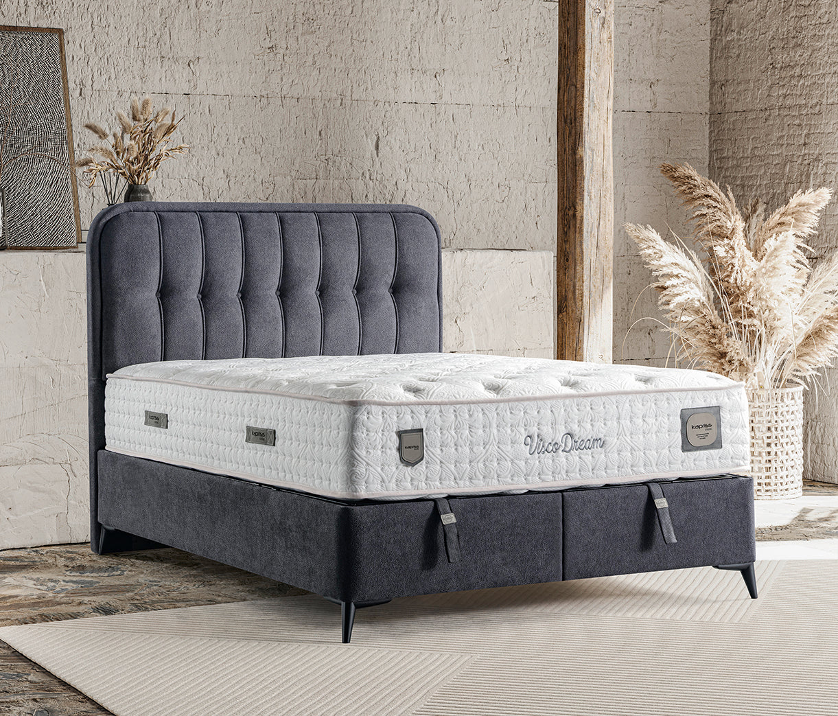 Visco Dream Säng-Huvudgavel-Madrass-Förvaring