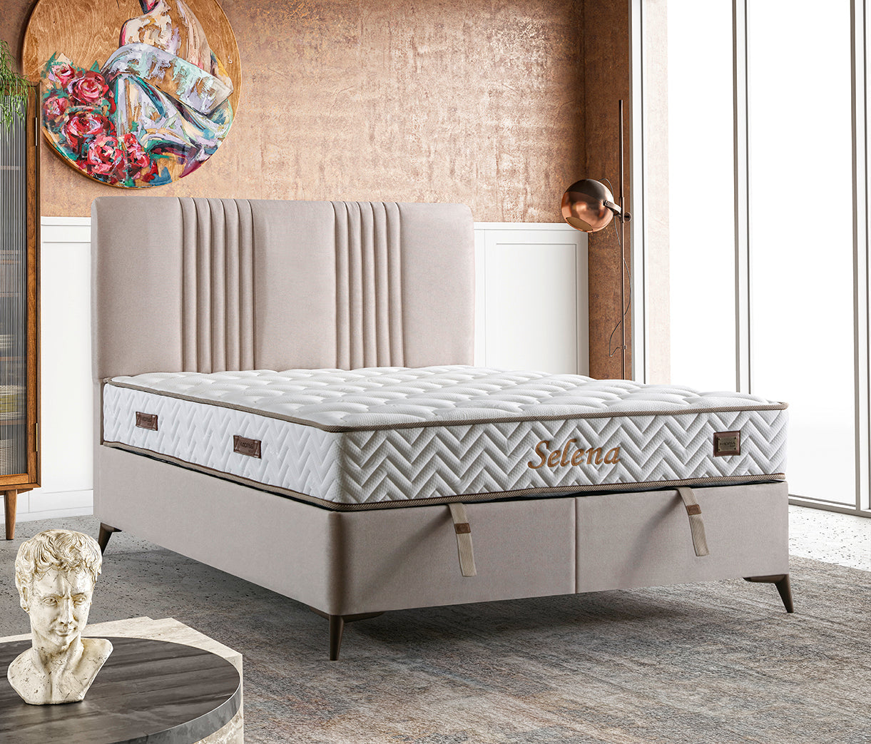 Selena Säng-Huvudgavel-Madrass-Förvaring