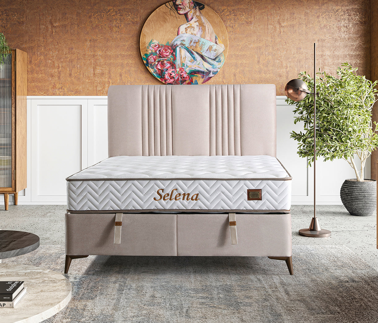 Selena Säng-Huvudgavel-Madrass-Förvaring