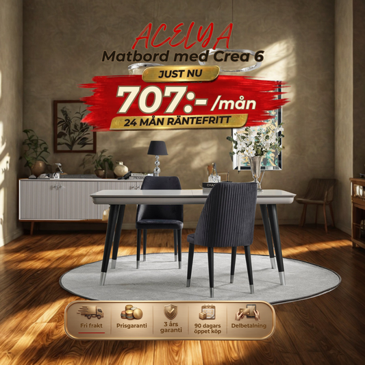 Acelya Dining Table with Crea 6 chairs
