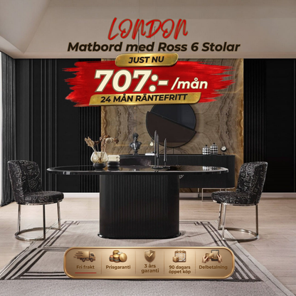 London Matbord med Ross 6 Stolar