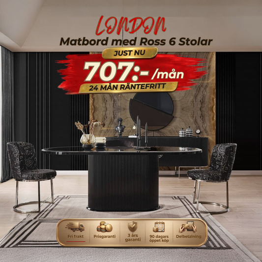 London Dining Table with Ross 6 Chairs