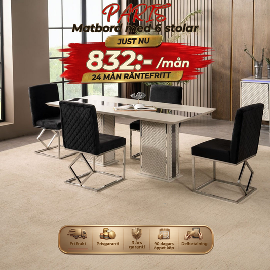 Paris Dining Table with Aura 6 Chairs