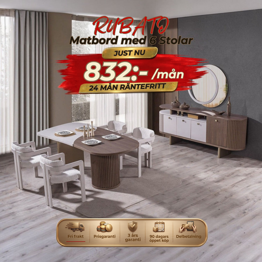 Rubato Dining Table with 6 Chairs