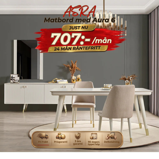 Asra Dining Table with Aura 6 Chairs