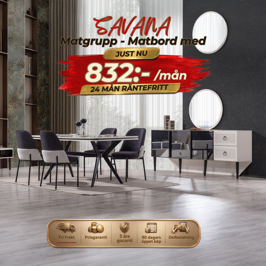 Savana Matgrupp - Dining Table with 6 Chairs
